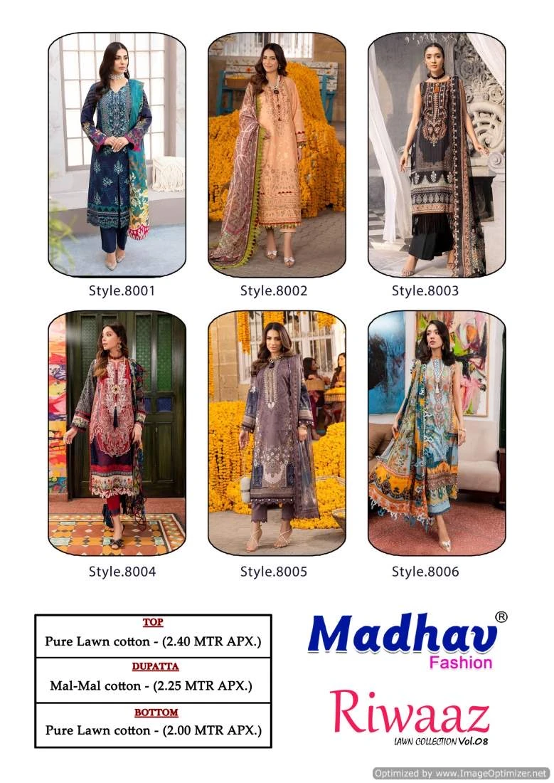 Madhav Riwaaz Vol 8 Cotton Wholesale Readymade Pakistani Salwar Suit Catalog — Wholesale Salwar Suits, MPA wholesale from Surat — view 7